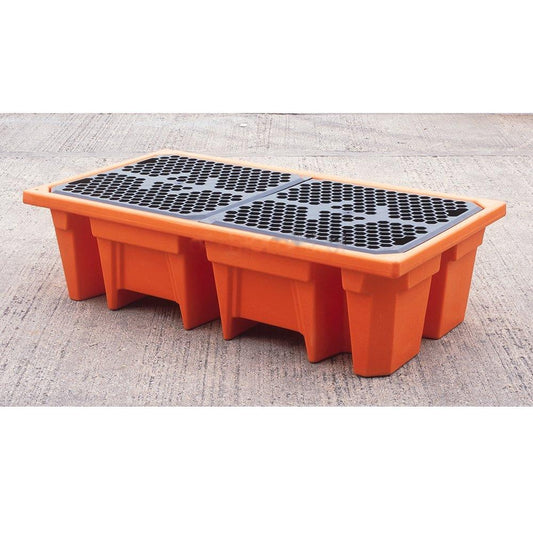 Paleta pod 2 beczki, pomarańczowa, pojemność 240 l.